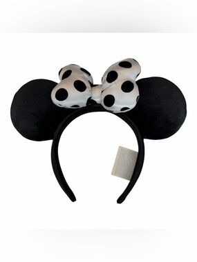 Disney Parks White Black Polka Dot  Minnie Mouse Ears Headband